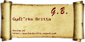 Györke Britta névjegykártya